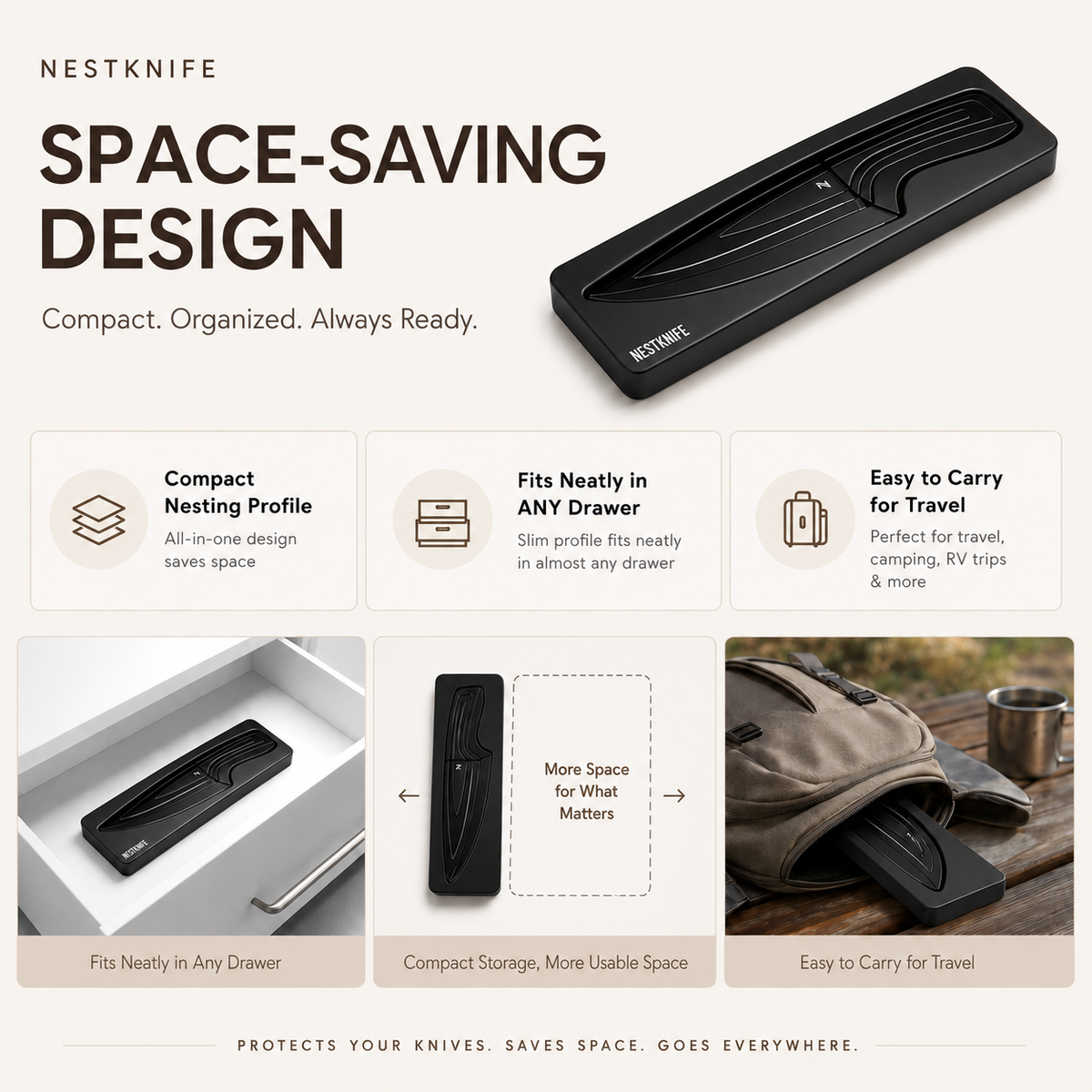 NestKnife Magnetic Knife Set | VG10 Steel & Space-Saving Nesting Design