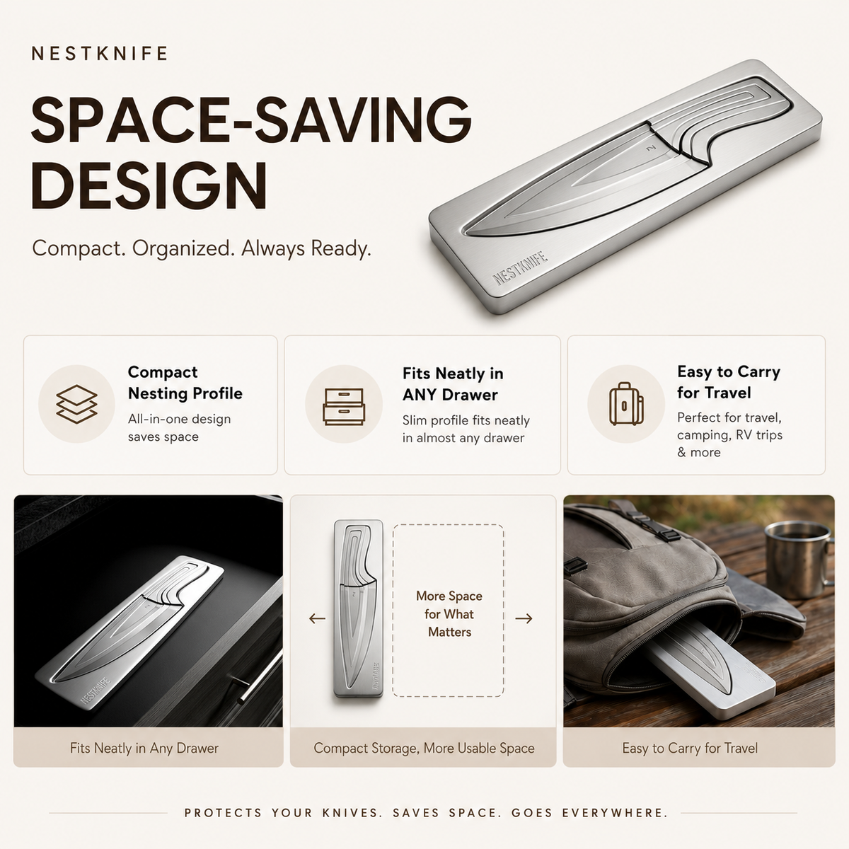 NestKnife Magnetic Knife Set | VG10 Steel & Space-Saving Nesting Design