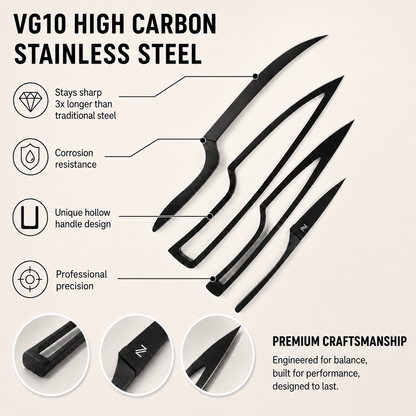 NestKnife Magnetic Knife Set | VG10 Steel & Space-Saving Nesting Design