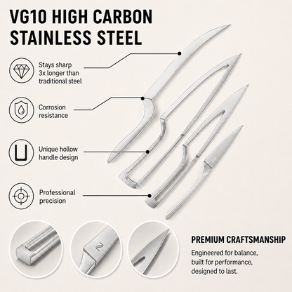 NestKnife Magnetic Knife Set | VG10 Steel & Space-Saving Nesting Design