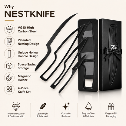 NestKnife Magnetic Knife Set | VG10 Steel & Space-Saving Nesting Design