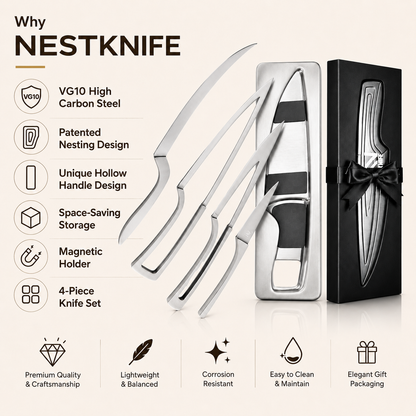 NestKnife Magnetic Knife Set | VG10 Steel & Space-Saving Nesting Design
